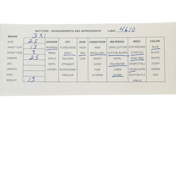 3x1 Womens Bootcut Jeans Raw Hem Crop Mid Rise Stretch Cotton Blend Med Wash 25 - Picture 10 of 10